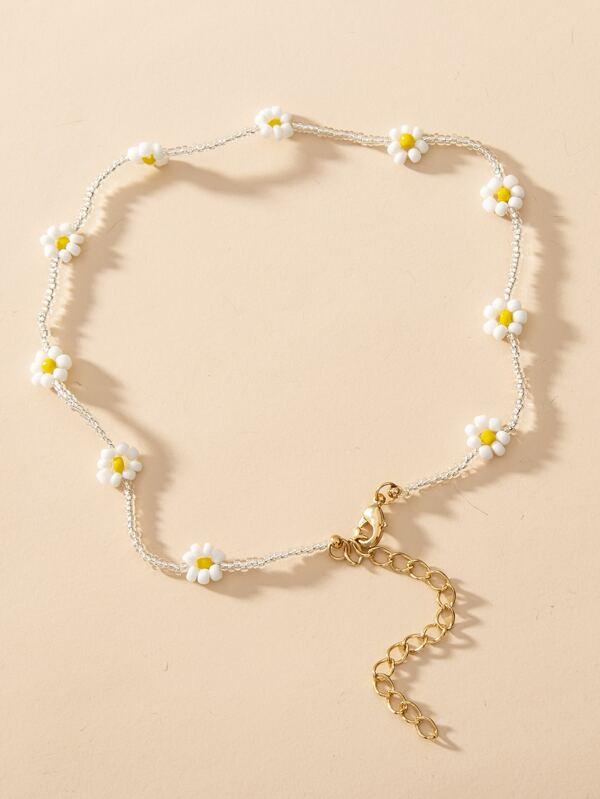Flower Decor Beaded Necklace - INS | Online Fashion Free Shipping Clothing, Dresses, Tops, Shoes