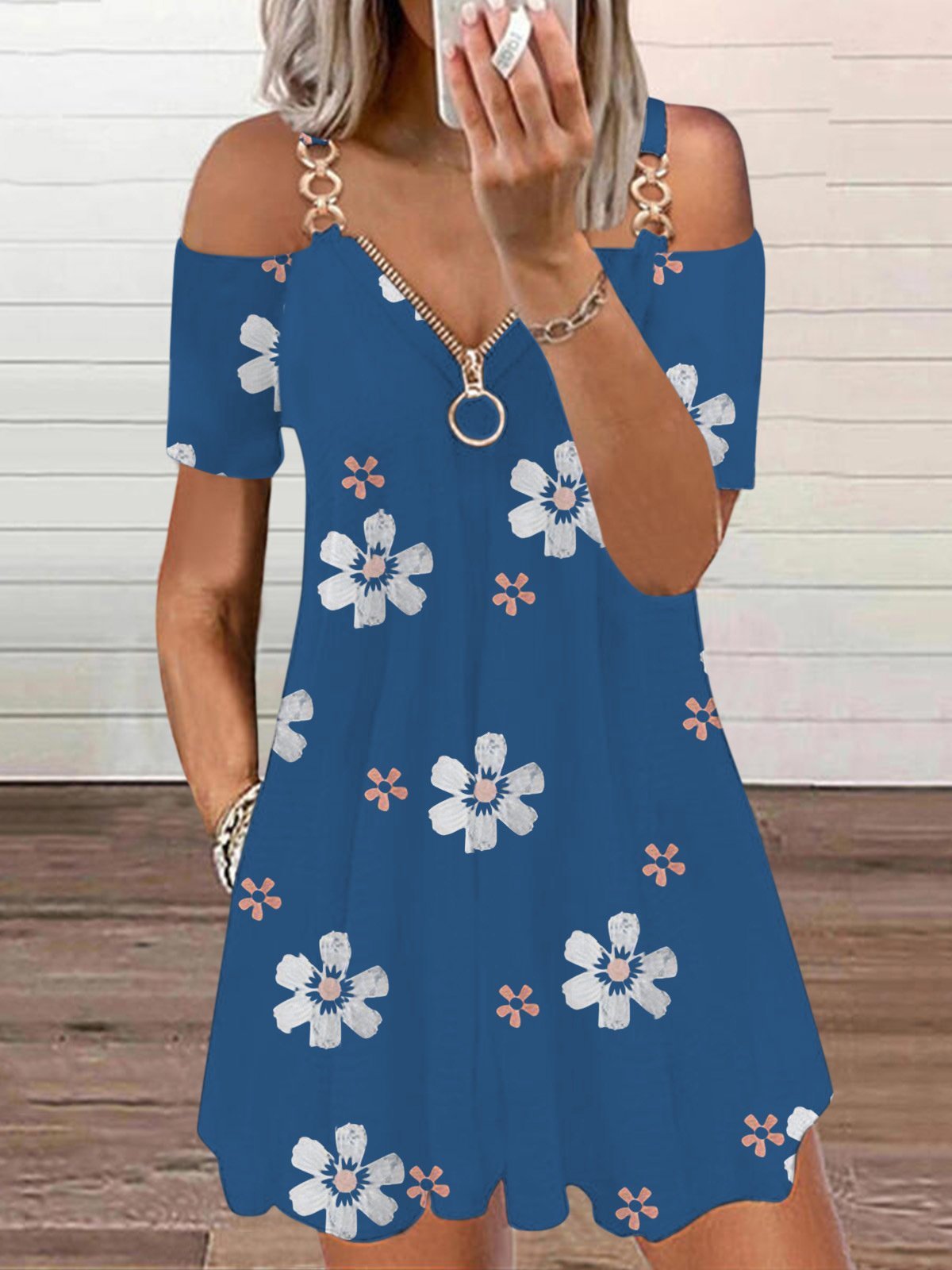 Flower Print Zipper Suspender Dress - Mini Dresses - INS | Online Fashion Free Shipping Clothing, Dresses, Tops, Shoes - 06/07/2021 - 20-30 - color-black