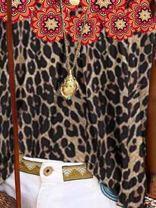 Flowers & Leopard Print Sling Tank Top - Tank Tops - INS | Online Fashion Free Shipping Clothing, Dresses, Tops, Shoes - 10-20 - 14/07/2021 - color-brown