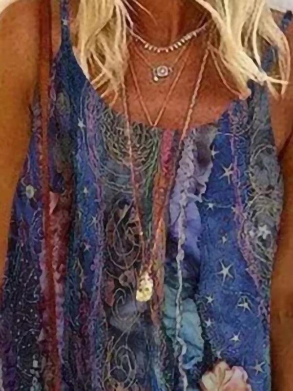 Flowers Print Suspender Mini Dress - Mini Dresses - INS | Online Fashion Free Shipping Clothing, Dresses, Tops, Shoes - 02/06/2021 - Color_Green - Color_Purple