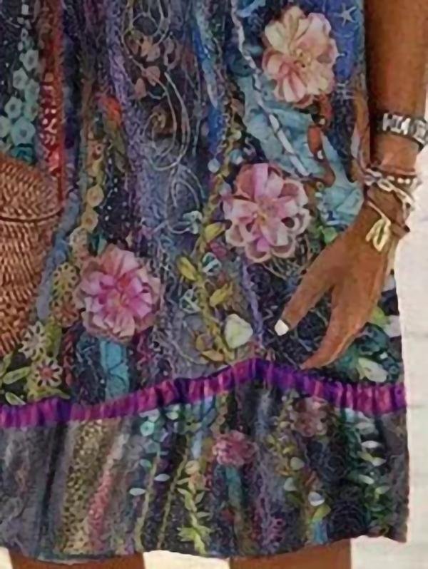 Flowers Print Suspender Mini Dress - Mini Dresses - INS | Online Fashion Free Shipping Clothing, Dresses, Tops, Shoes - 02/06/2021 - Color_Green - Color_Purple