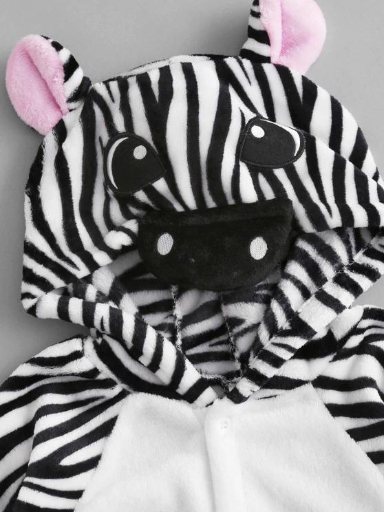 Fluffy Button Front Fleece Zebra Onesie Pajamas - INS | Online Fashion Free Shipping Clothing, Dresses, Tops, Shoes