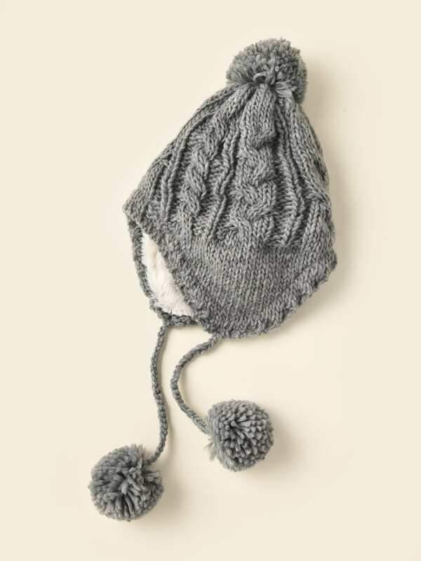 Fluffy Pom Pom Decor Knit Hat - INS | Online Fashion Free Shipping Clothing, Dresses, Tops, Shoes