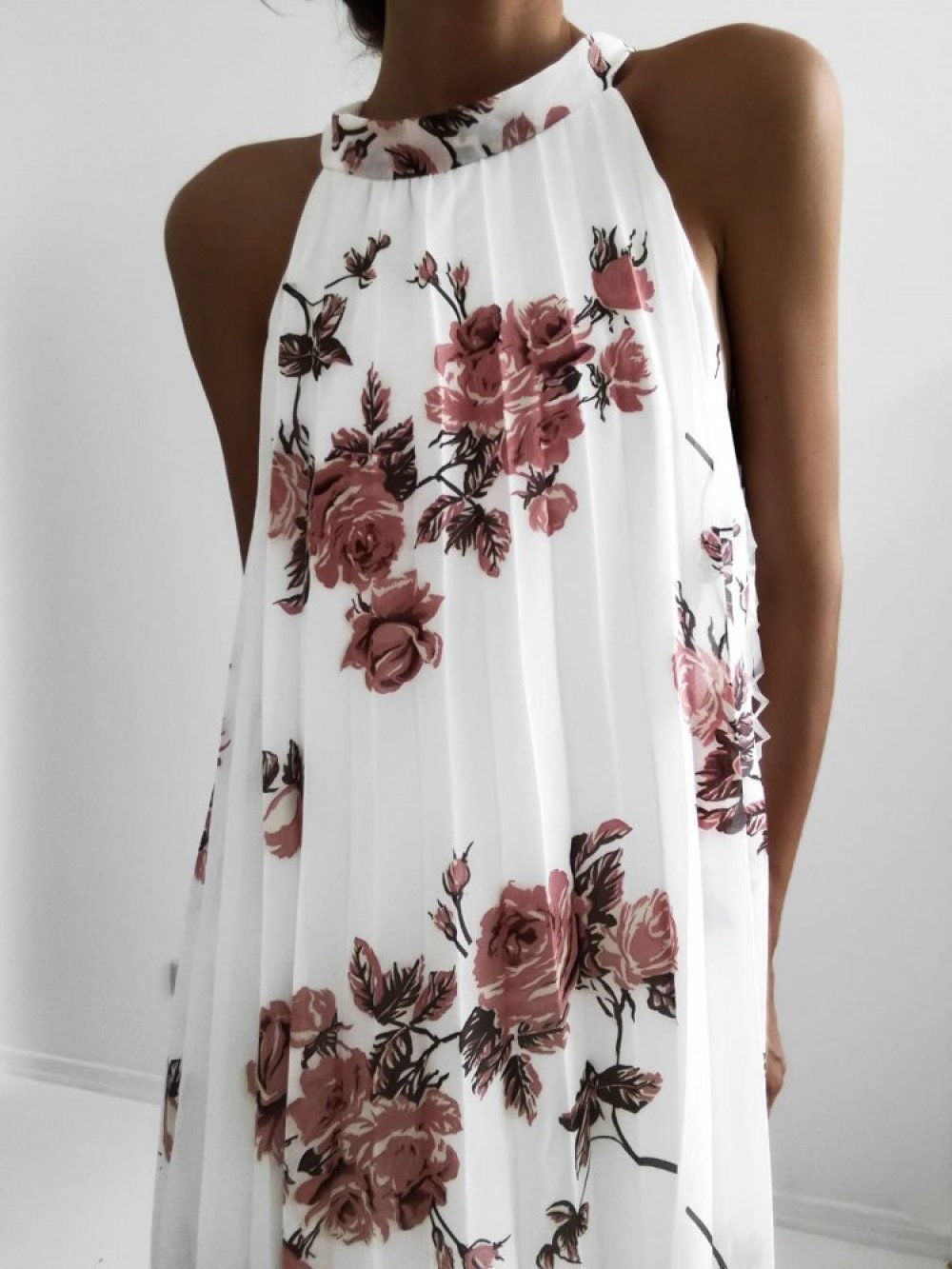 Folded Sleeveless Halterneck Print Dress - Mini Dresses - INS | Online Fashion Free Shipping Clothing, Dresses, Tops, Shoes - 20-30 - 26/07/2021 - color-black