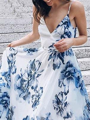 Foral Print Sleeveless Sling Dress - Maxi Dresses - INS | Online Fashion Free Shipping Clothing, Dresses, Tops, Shoes - 05/06/2021 - Color_White - DRE2106050108