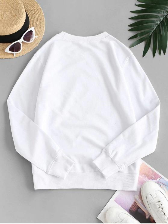 French Terry Sunflower Heart Gesture Graphic Sweatshirt - INS | Online Fashion Free Shipping Clothing, Dresses, Tops, Shoes