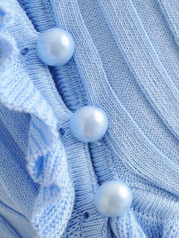 Frill Trim Ribbed Knit Cardigan - INS | Online Fashion Free Shipping Clothing, Dresses, Tops, Shoes