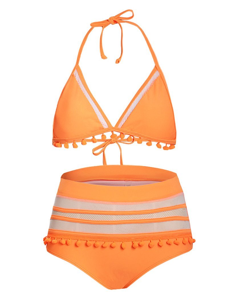 Fringed Cutout High Waist Split Bikini - Bikinis - INS | Online Fashion Free Shipping Clothing, Dresses, Tops, Shoes - 05/05/2021 - BIK210505173 - Category_Bikinis