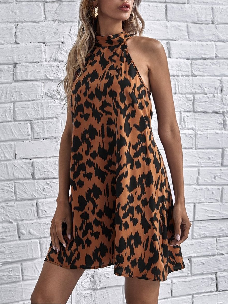Full Print Tie Sleeveless Backless Dress - Mini Dresses - INS | Online Fashion Free Shipping Clothing, Dresses, Tops, Shoes - 05/17/2021 - Category_Mini Dresses - Color_Red