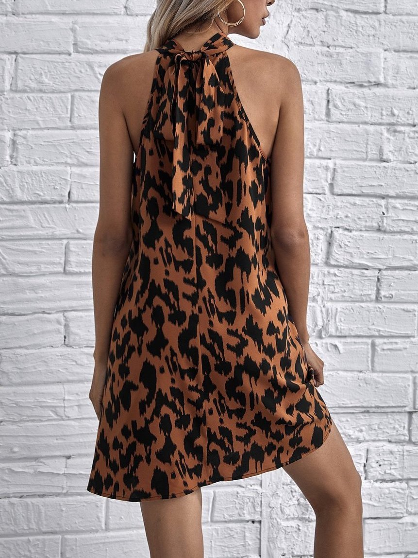 Full Print Tie Sleeveless Backless Dress - Mini Dresses - INS | Online Fashion Free Shipping Clothing, Dresses, Tops, Shoes - 05/17/2021 - Category_Mini Dresses - Color_Red