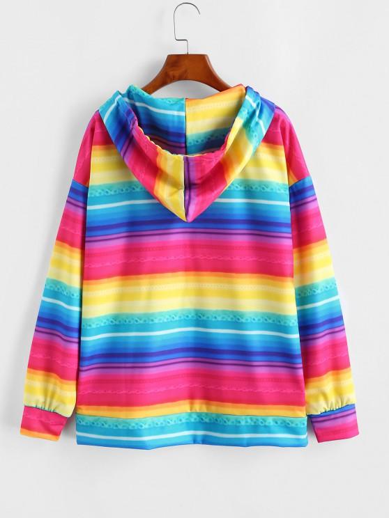 Full Zip Pockets Rainbow Stripes Hoodie - INS | Online Fashion Free Shipping Clothing, Dresses, Tops, Shoes