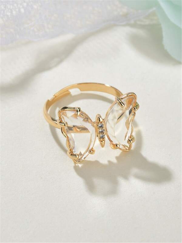 Gemstone Decor Butterfly Decor Ring - INS | Online Fashion Free Shipping Clothing, Dresses, Tops, Shoes