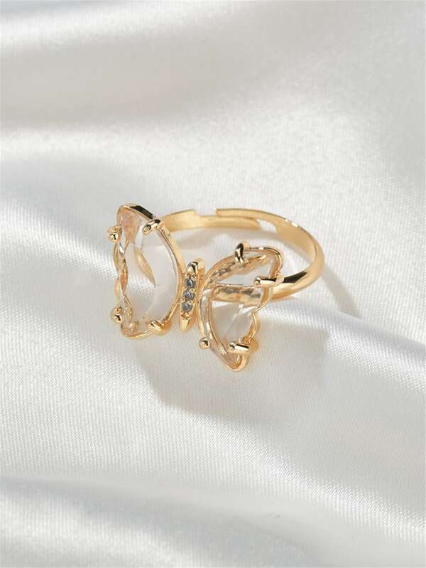 Gemstone Decor Butterfly Decor Ring - INS | Online Fashion Free Shipping Clothing, Dresses, Tops, Shoes