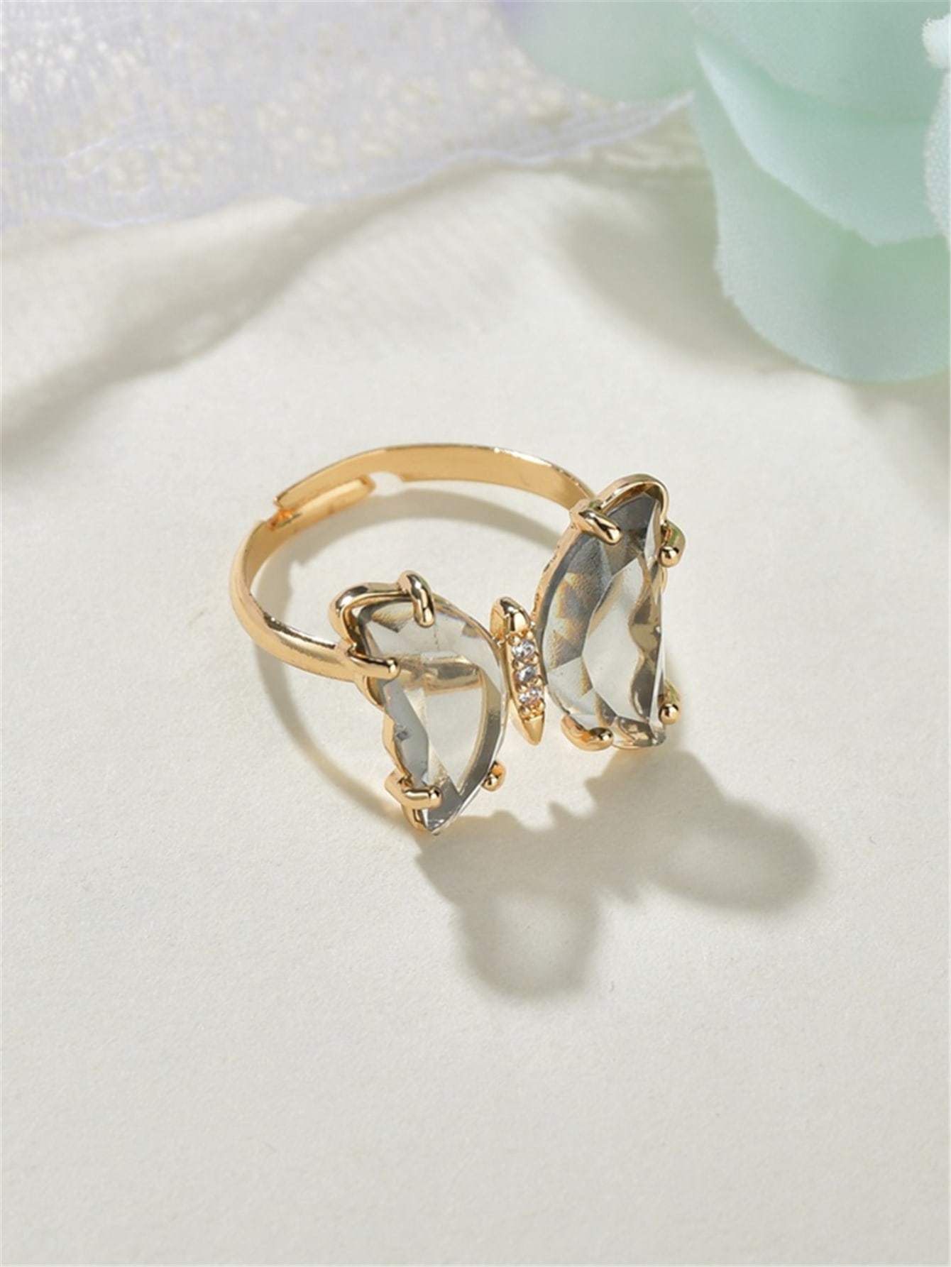 Gemstone Decor Butterfly Decor Ring - INS | Online Fashion Free Shipping Clothing, Dresses, Tops, Shoes
