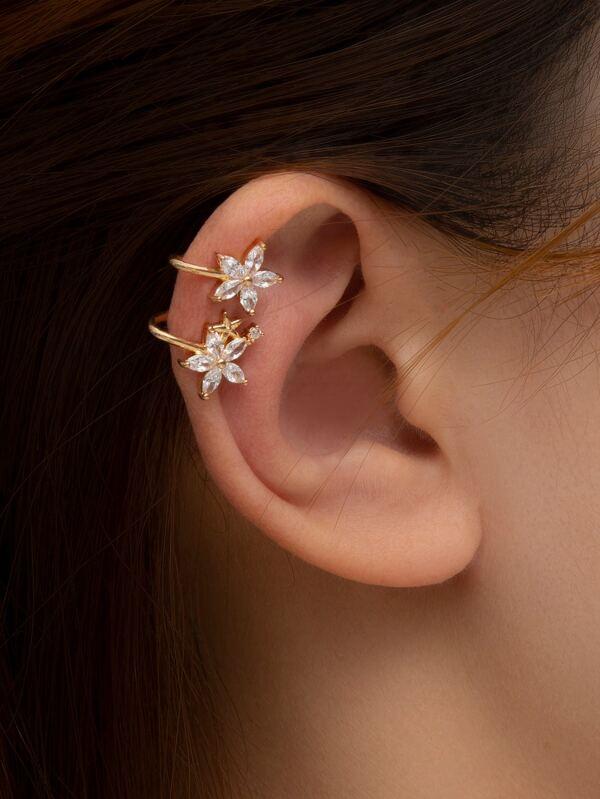 Gemstone Decor Floral Ear Cuff - INS | Online Fashion Free Shipping Clothing, Dresses, Tops, Shoes