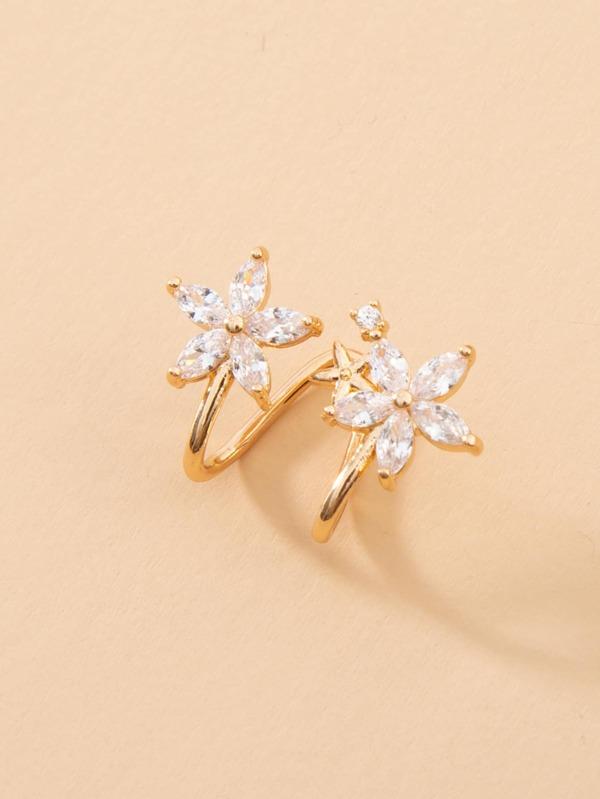 Gemstone Decor Floral Ear Cuff - INS | Online Fashion Free Shipping Clothing, Dresses, Tops, Shoes