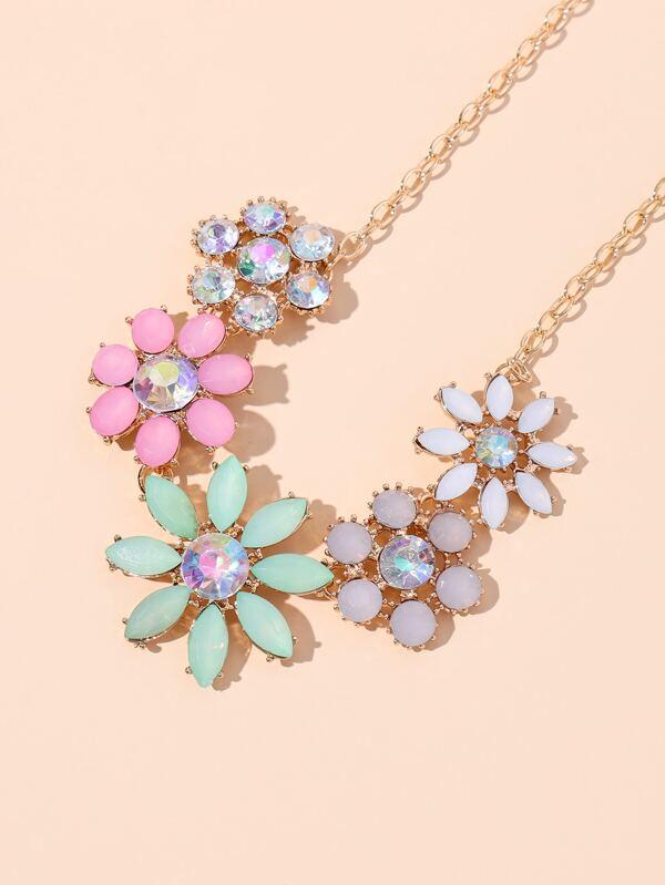 Gemstone Flower Decor Necklace - INS | Online Fashion Free Shipping Clothing, Dresses, Tops, Shoes