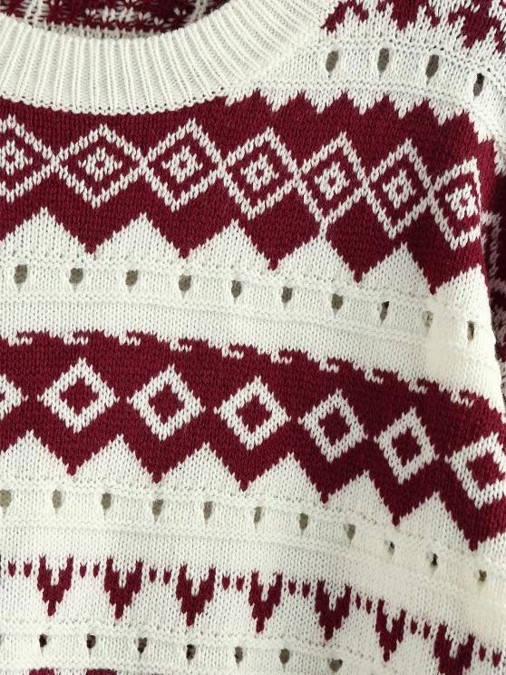 Geo Drop Shoulder Pointelle Knit Sweater - INS | Online Fashion Free Shipping Clothing, Dresses, Tops, Shoes