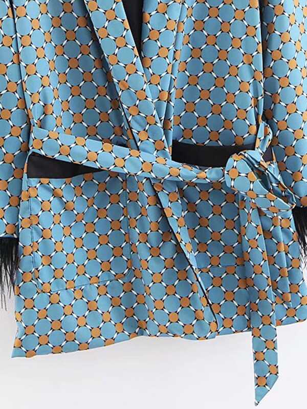 Geo Pattern Fringe Trim Wrap Blazer - INS | Online Fashion Free Shipping Clothing, Dresses, Tops, Shoes