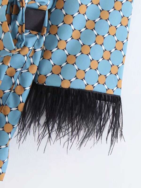 Geo Pattern Fringe Trim Wrap Blazer - INS | Online Fashion Free Shipping Clothing, Dresses, Tops, Shoes