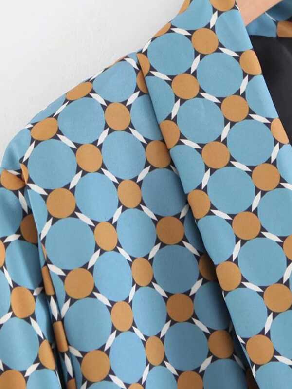 Geo Pattern Fringe Trim Wrap Blazer - INS | Online Fashion Free Shipping Clothing, Dresses, Tops, Shoes