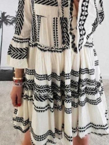 Geometric Print V-Neck Mini Dress - Mini Dresses - INS | Online Fashion Free Shipping Clothing, Dresses, Tops, Shoes - 15/06/2021 - Category_Mini Dresses - Color_Black