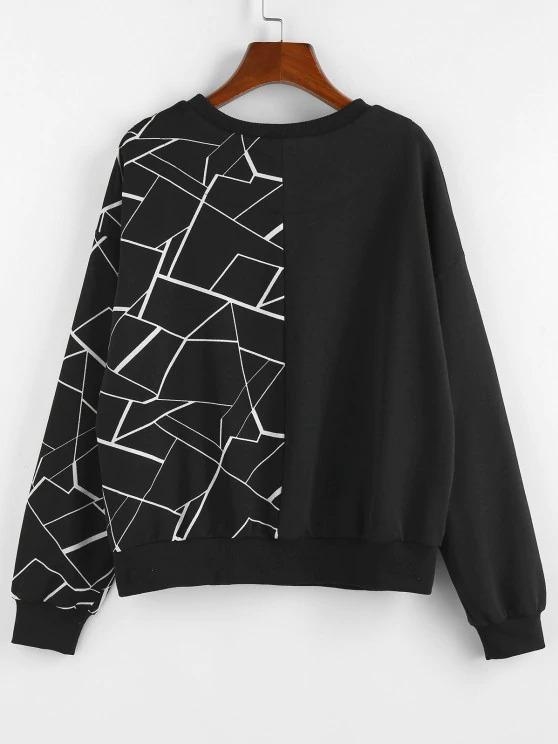 Geometry Drop Shoulder Sweatshirt - INS | Online Fashion Free Shipping Clothing, Dresses, Tops, Shoes