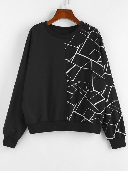 Geometry Drop Shoulder Sweatshirt - INS | Online Fashion Free Shipping Clothing, Dresses, Tops, Shoes