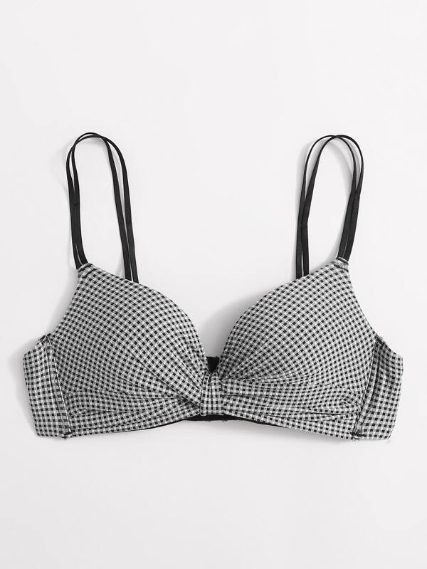Gingham Knot Wireless Bra - INS | Online Fashion Free Shipping Clothing, Dresses, Tops, Shoes