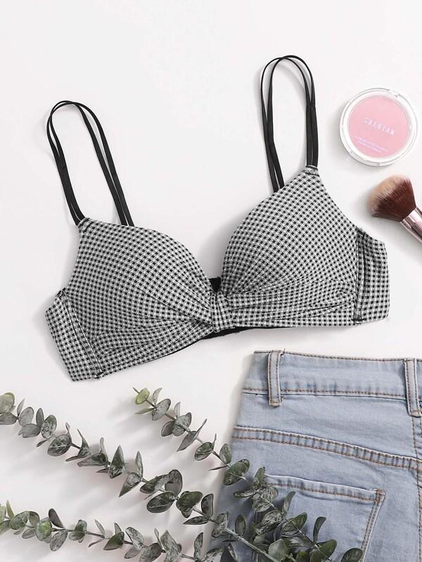 Gingham Knot Wireless Bra - INS | Online Fashion Free Shipping Clothing, Dresses, Tops, Shoes