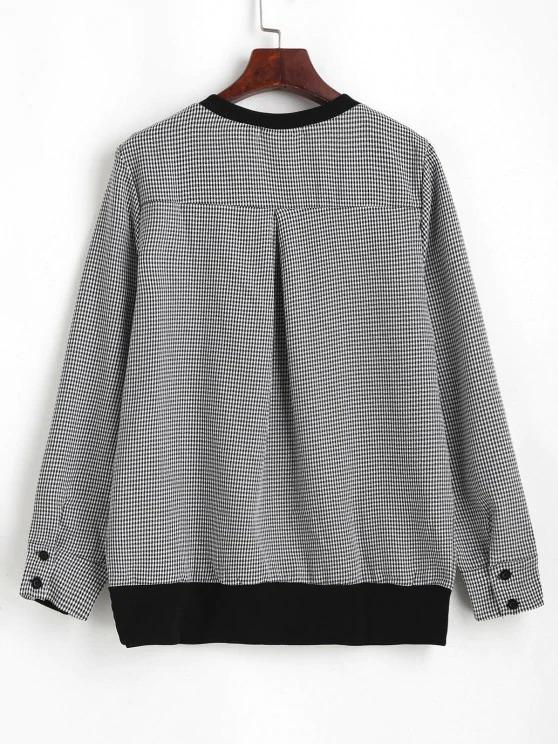 Gingham Sequined Cat Ribbed Sweatshirt - INS | Online Fashion Free Shipping Clothing, Dresses, Tops, Shoes