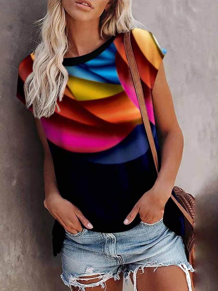 Gradient Print Bat Sleeve T-shirt - T-shirts - INS | Online Fashion Free Shipping Clothing, Dresses, Tops, Shoes - 06/07/2021 - 10-20 - color-black