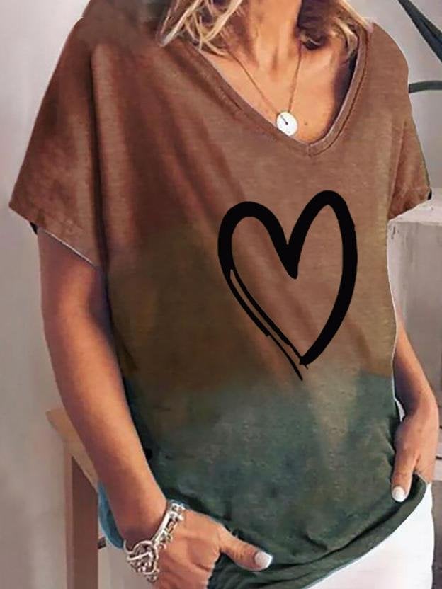 Gradient Print Short-sleeved T-shirt - T-Shirt - INS | Online Fashion Free Shipping Clothing, Dresses, Tops, Shoes - 02/06/2021 - Color_Black - Color_Brown