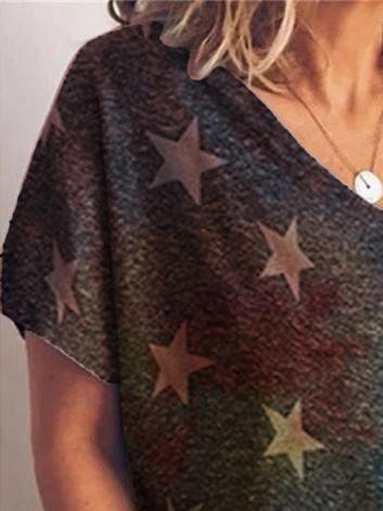 Gradient Print Short-sleeved T-shirt - T-Shirt - INS | Online Fashion Free Shipping Clothing, Dresses, Tops, Shoes - 02/06/2021 - Color_Black - Color_Brown