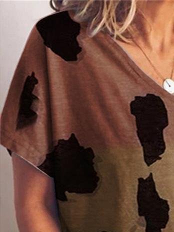Gradient Print Short-sleeved T-shirt - T-Shirt - INS | Online Fashion Free Shipping Clothing, Dresses, Tops, Shoes - 02/06/2021 - Color_Black - Color_Brown