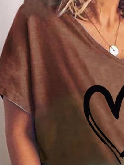 Gradient Print Short-sleeved T-shirt - T-Shirt - INS | Online Fashion Free Shipping Clothing, Dresses, Tops, Shoes - 02/06/2021 - Color_Black - Color_Brown