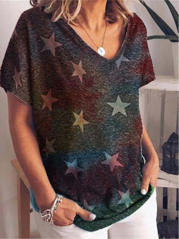 Gradient Print Short-sleeved T-shirt - T-Shirt - INS | Online Fashion Free Shipping Clothing, Dresses, Tops, Shoes - 02/06/2021 - Color_Black - Color_Brown