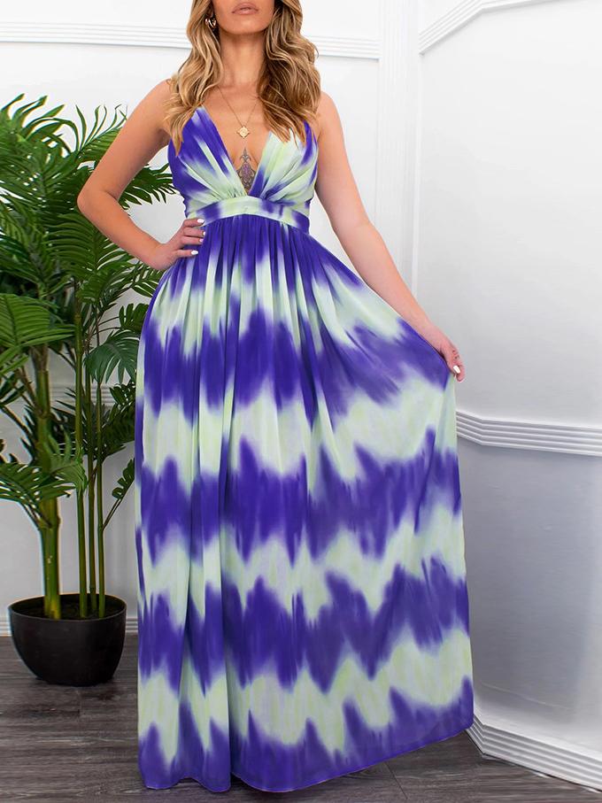 Gradient V-neck Suspender Long Dress - Maxi Dresses - INS | Online Fashion Free Shipping Clothing, Dresses, Tops, Shoes - 20-30 - 21/06/2021 - color-blue