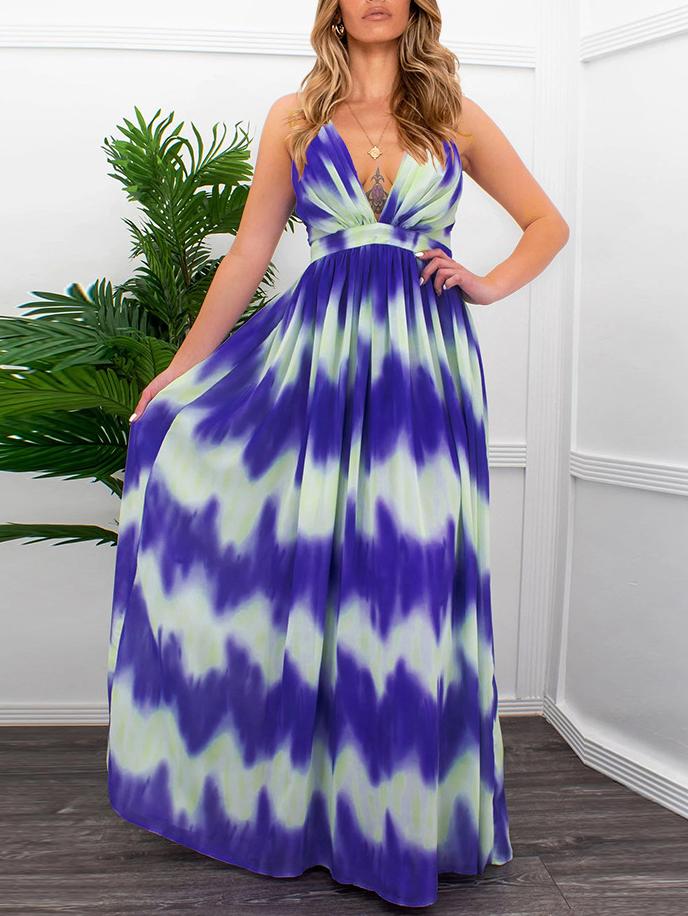 Gradient V-neck Suspender Long Dress - Maxi Dresses - INS | Online Fashion Free Shipping Clothing, Dresses, Tops, Shoes - 20-30 - 21/06/2021 - color-blue