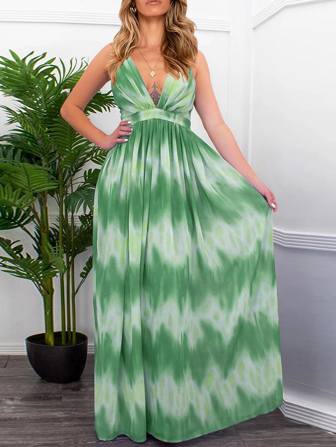 Gradient V-neck Suspender Long Dress - Maxi Dresses - INS | Online Fashion Free Shipping Clothing, Dresses, Tops, Shoes - 20-30 - 21/06/2021 - color-blue