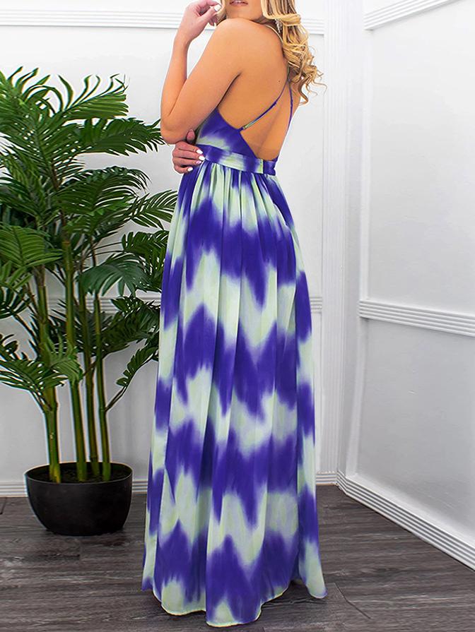 Gradient V-neck Suspender Long Dress - Maxi Dresses - INS | Online Fashion Free Shipping Clothing, Dresses, Tops, Shoes - 20-30 - 21/06/2021 - color-blue