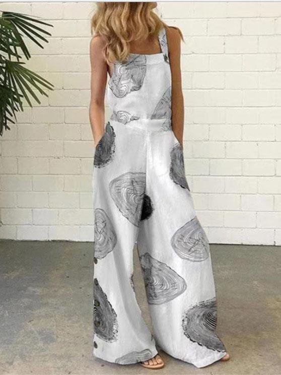 Graffiti Printed Button Sleeveless Casual Jumpsuit - Jumpsuits & Rompers - INS | Online Fashion Free Shipping Clothing, Dresses, Tops, Shoes - 16/07/2021 - 20-30 - Bottom