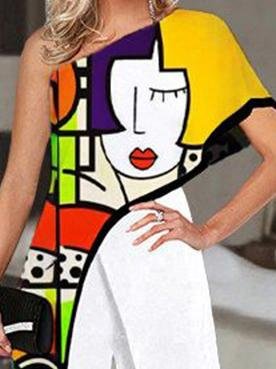 Graffiti Printed Slant Shoulder High Waist Jumpsuit - Jumpsuit & Rompers - INS | Online Fashion Free Shipping Clothing, Dresses, Tops, Shoes - 21/06/2021 - 40-50 - Bottoms