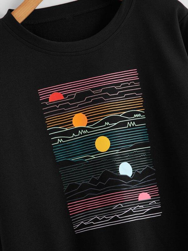 Graphic Print Crew Neck Sweatshirt - INS | Online Fashion Free Shipping Clothing, Dresses, Tops, Shoes