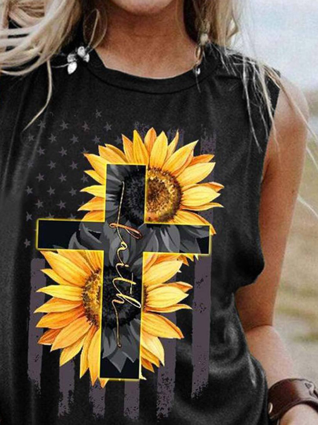 Graphic Print Round Neck Tank Top - Tanks & Camisoles - INS | Online Fashion Free Shipping Clothing, Dresses, Tops, Shoes - 24/05/2021 - Color_Black - Color_White