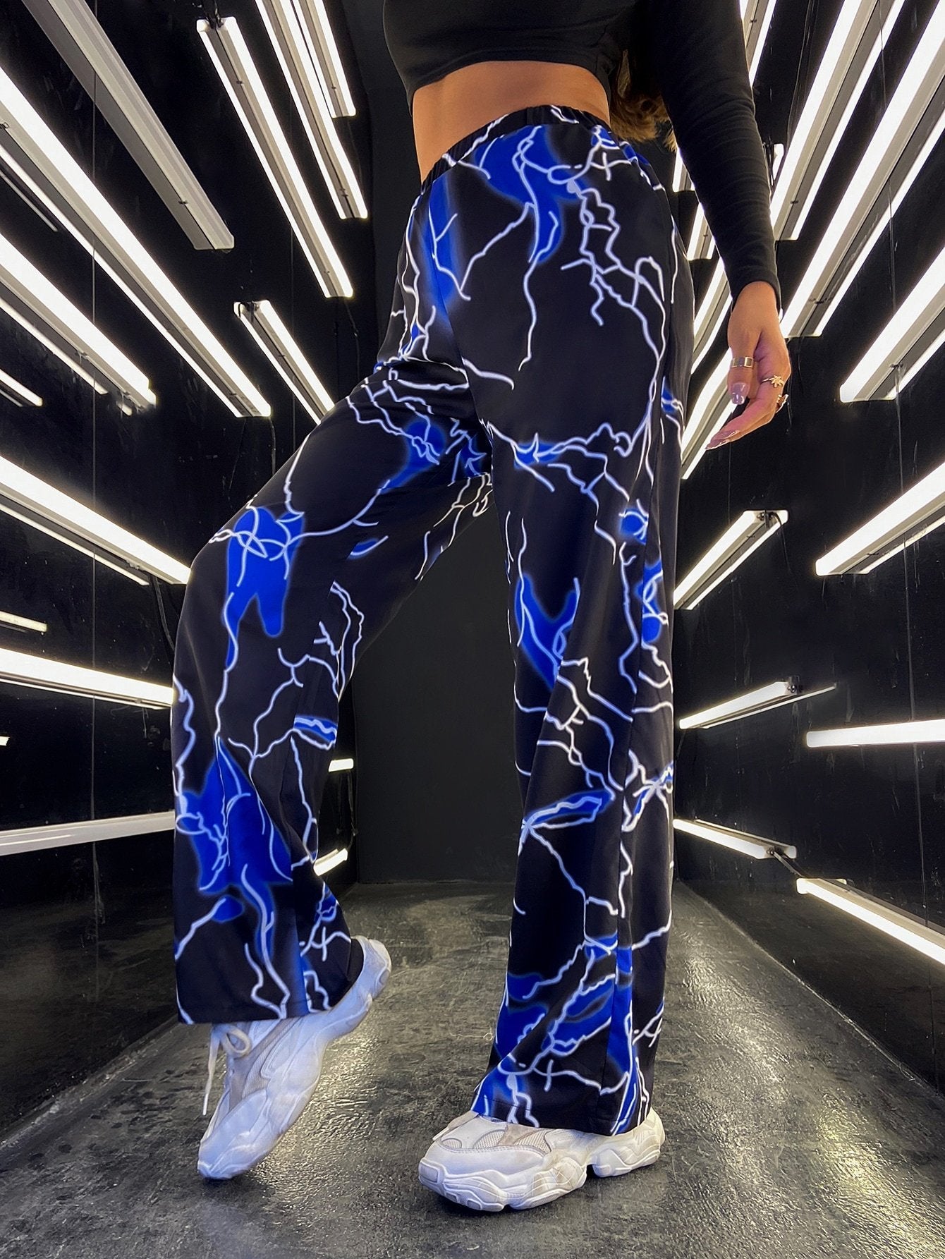 Graphic Print Sports Running Yoga Wide-leg Pants - Pants - INS | Online Fashion Free Shipping Clothing, Dresses, Tops, Shoes - 10/05/2021 - Category_Pants - Color_Blue