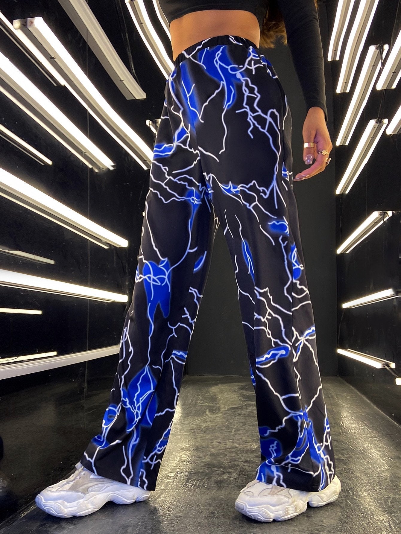 Graphic Print Sports Running Yoga Wide-leg Pants - Pants - INS | Online Fashion Free Shipping Clothing, Dresses, Tops, Shoes - 10/05/2021 - Category_Pants - Color_Blue