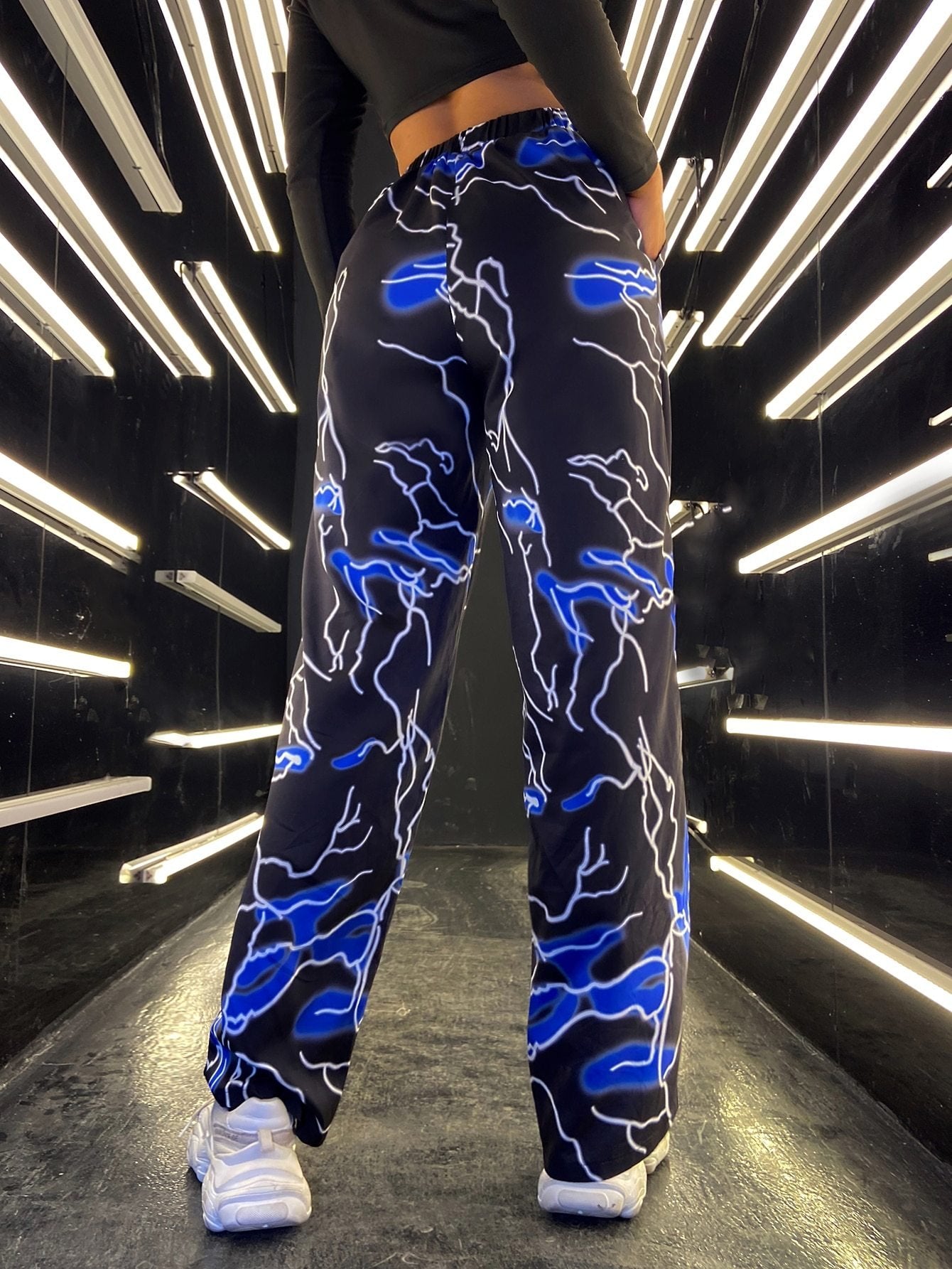Graphic Print Sports Running Yoga Wide-leg Pants - Pants - INS | Online Fashion Free Shipping Clothing, Dresses, Tops, Shoes - 10/05/2021 - Category_Pants - Color_Blue
