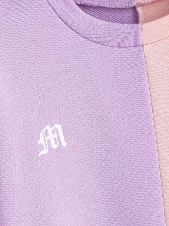 Graphic Two Tone Drop Shoulder Sweatshirt - INS | Online Fashion Free Shipping Clothing, Dresses, Tops, Shoes