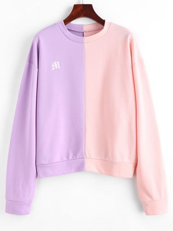 Graphic Two Tone Drop Shoulder Sweatshirt - INS | Online Fashion Free Shipping Clothing, Dresses, Tops, Shoes